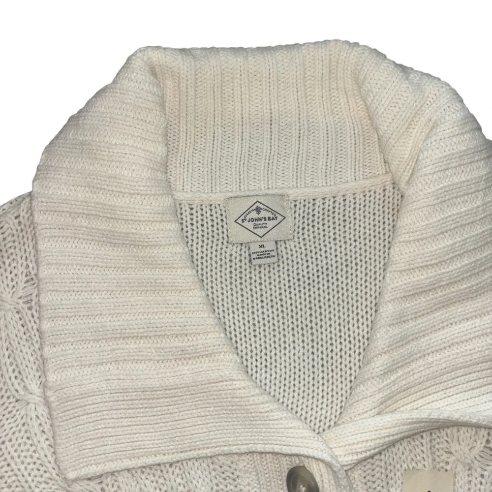 NEW St John's Bay Women's Ivory Cardigan Sweater Button Down Collared Size XL - Picture 4 of 9